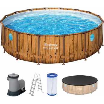 Каркасный бассейн BESTWAY POWER STEEL РОТАНГ 488х122 см, 19480 л + фильтр-насос BESTWAY 5678 л/ч, тент, лестница Каркасный бассейн BESTWAY POWER STEEL РОТАНГ 488х122 см, 19480 л + фильтр-насос BESTWAY 5678 л/ч, тент, лестница